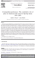 Cover page: Cosmopolitan preferences: The constitutive role of place in American elite taste for hip-hop music 1991–2005