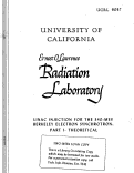 Cover page: LINAC INJECTION FOR THE 340-MEV BERKELEY ELECTRON SYNCHROTRON: PART I-THEORETICAL