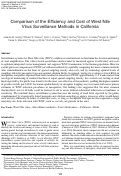 Cover page: Comparison of the Efficiency and Cost of West Nile Virus Surveillance Methods in California