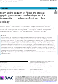 Cover page: From soil to sequence: filling the critical gap in genome-resolved metagenomics is essential to the future of soil microbial ecology