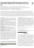 Cover page: Outcomes that Matter: High-Needs Patients’ and Primary Care Leaders’ Perspectives on an Intensive Primary Care Pilot