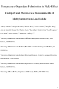 Cover page: Temperature-Dependent Polarization in Field-Effect Transport and Photovoltaic Measurements of Methylammonium Lead Iodide
