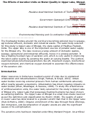 Cover page: The Effects of Aeration Units on Water Quality in Upper Lake, Bhopal, India