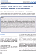 Cover page: Osteogenic benefits of low-intensity pulsed ultrasound and vibration in a rodent osseointegration model.