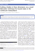 Cover page: Crafting chirality in three dimensions via a novel fabrication technique for bound states in the continuum metasurfaces.