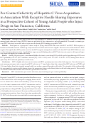 Cover page: Per-contact infectivity of hepatitis C virus acquisition in association with receptive needle sharing exposures in a prospective cohort of young adult people who inject drugs in San Francisco, California