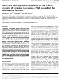 Cover page: Structure and sequence elements of the CR4/5 domain of medaka telomerase RNA important for telomerase function