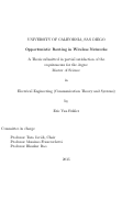 Cover page: Opportunistic Routing in Wireless Networks