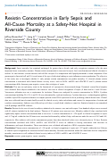 Cover page: Resistin Concentration in Early Sepsis and All-Cause Mortality at a Safety-Net Hospital in Riverside County