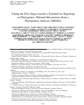 Cover page: Taking the First Steps towards a Standard for Reporting on Phylogenies: Minimum Information about a Phylogenetic Analysis (MIAPA)