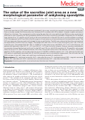 Cover page: The value of the sacroiliac joint area as a new morphological parameter of ankylosing spondylitis.