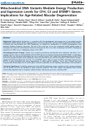 Cover page: Mitochondrial DNA Variants Mediate Energy Production and Expression Levels for CFH, C3 and EFEMP1 Genes: Implications for Age-Related Macular Degeneration