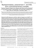 Cover page: Myeloperoxidase, paraoxonase-1, and HDL form a functional ternary complex.