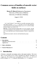 Cover page: Common zeroes of families of smooth vector fields on surfaces