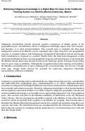 Cover page: Retrieving Indigenous Knowledge to a Digital Map: the Case of the Traditional Farming System in a Hñahñu (Otomí) Community, Mexico