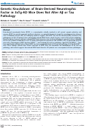 Cover page: Genetic Knockdown of Brain-Derived Neurotrophic Factor in 3xTg-AD Mice Does Not Alter ABeta or Tau Pathology