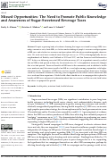 Cover page: Missed Opportunities: The Need to Promote Public Knowledge and Awareness of Sugar-Sweetened Beverage Taxes