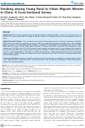 Cover page: Smoking among young rural to urban migrant women in China: a cross-sectional survey.