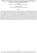 Cover page: A fifty year retrospective investigation: Does written code-switching impact language outcomes in bilingual children?