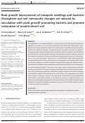 Cover page: Root growth improvement of mesquite seedlings and bacterial rhizosphere and soil community changes are induced by inoculation with plant growth‐promoting bacteria and promote restoration of eroded desert soil