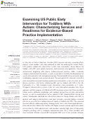 Cover page: Examining US Public Early Intervention for Toddlers With Autism: Characterizing Services and Readiness for Evidence-Based Practice Implementation