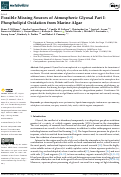 Cover page: Possible Missing Sources of Atmospheric Glyoxal Part I: Phospholipid Oxidation from Marine Algae.