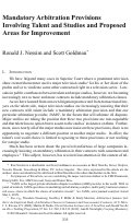 Cover page: Mandatory Arbitration Provisions Involving Talent and Studios and Proposed Areas for Improvement