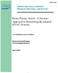 Cover page: Home Energy Article: A Systems Approach to Retrofitting Residential HVAC Systems