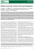 Cover page: Global ocean heat content in the Last Interglacial