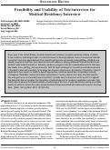 Cover page: Feasibility and Usability of Tele-interview for Medical Residency Interview