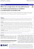 Cover page: Effect of a single dose of oral azithromycin on malaria parasitaemia in children: a randomized controlled trial