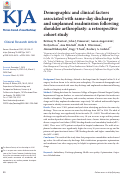 Cover page: Demographic and clinical factors associated with same-day discharge and unplanned readmission following shoulder arthroplasty: a retrospective cohort study