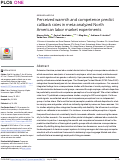 Cover page: Perceived warmth and competence predict callback rates in meta-analyzed North American labor market experiments.