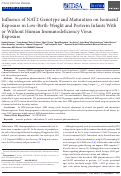 Cover page: Influence of NAT2 Genotype and Maturation on Isoniazid Exposure in Low-Birth-Weight and Preterm Infants With or Without Human Immunodeficiency Virus (HIV) Exposure