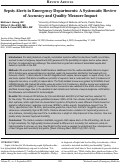 Cover page: Sepsis Alerts in Emergency Departments: A Systematic Review of Accuracy and Quality Measure Impact