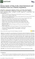 Cover page: Dietary Intake of Fatty Acids, Total Cholesterol, and Stomach Cancer in a Chinese Population