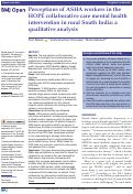 Cover page: Perceptions of ASHA workers in the HOPE collaborative care mental health intervention in rural South India: a qualitative analysis