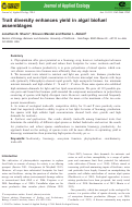 Cover page: Trait diversity enhances yield in algal biofuel assemblages