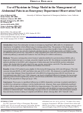 Cover page: Use of Physician-in-Triage Model in the Management of Abdominal Pain in an Emergency Department Observation Unit