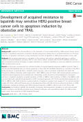 Cover page: Development of acquired resistance to lapatinib may sensitise HER2-positive breast cancer cells to apoptosis induction by obatoclax and TRAIL.