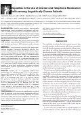 Cover page: Disparities in the Use of Internet and Telephone Medication Refills among Linguistically Diverse Patients