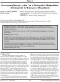 Cover page: Overcoming Barriers to the Use of Osteopathic Manipulation Techniques in the Emergency Department