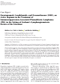 Cover page: Daratumumab, Lenalidomide, and Dexamethasone (DRD), an Active Regimen in the Treatment of Immunosuppression-Associated Plasmablastic Lymphoma (PBL) in the Setting of Gorham’s Lymphangiomatosis: Review of the Literature