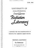 Cover page: A Method for the Solidification of Radioactive Aqueous Liquid Wastes
