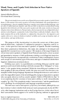 Cover page: Mood, Tense, and Copula Verb Selection in Near-Native Speakers of Spanish
