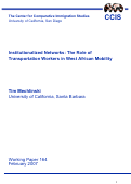 Cover page of Institutionalized Networks: The Role of Transportation Workers in West African Mobility