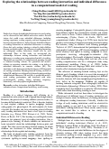 Cover page: Exploring the relationships between reading instruction and individual differences in a computational model of reading