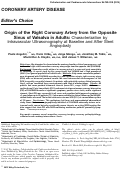 Cover page: Origin of the right coronary artery from the opposite sinus of Valsalva in adults: characterization by intravascular ultrasonography at baseline and after stent angioplasty.