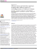 Cover page: Diffusion tensor and restriction spectrum imaging reflect different aspects of neurodegeneration in Parkinsons disease.