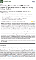 Cover page: Evaluating Potential Behavioral Mediators for Increasing Similarity in Friends’ Body Size among College Students